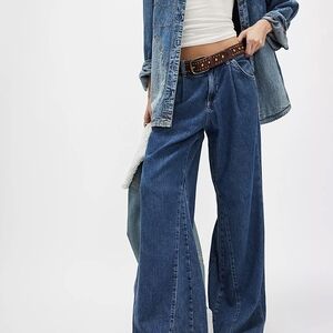 Wide-Leg Blue Jeans